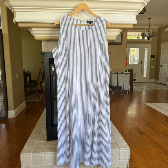 For Cynthia Lagenlook Casual Maxi Dress White with Stripes Size L Minimalistic - Picture 2 of 7